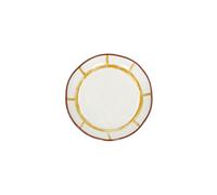 Assiette plate en porcelaine jaune, ronde, à motifs - Pomax, Mykonos - Ø20 H4 cm