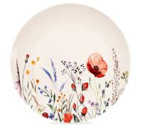Assiette plate en porcelaine - ORION - Maki - 27 cm - Blanc - Motif fleurs des champs - Compatible lave-vaisselle