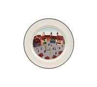 Assiette plate en porcelaine ronde D27cm village DESIGN NAIF