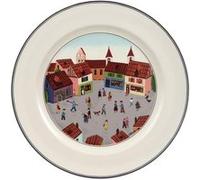 Villeroy & Boch Assiette plate Design Naïf Village en porcelaine ronde 27 cm Rouge