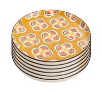 Amadeus – Assiette plate à motifs Imany Jaune – Grès 26 cm – Lot de 6 (5+1 offerte)