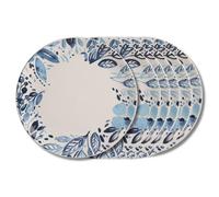 Trend´up Assiette plate Jardin bleu 27 cm Faïence Blanc - lot de 6