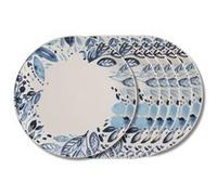 Trend´up Assiette plate Jardin bleu 27 cm Faïence Blanc - lot de 6