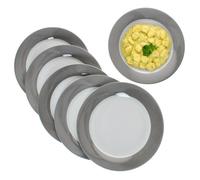 Assiette plate - MamboCat - Variant - Lot de 6 - Porcelaine - Gris doux