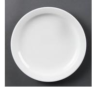 Olympia Whiteware Assiettes à bord étroit 202 mm (lot de 12), Porcelaine blanche, Passe au four/micro-ondes/lave-vaisselle/congélateur, Garantie à vie contre les ébréchures, Certifié BS4034, CB488