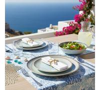 Assiette plate turquoise en porcelaine - lot de 6