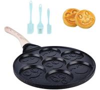 Assiette pour gaufres - Revêtement antiadhésif - 7 alvéoles et motifs de visages souriants - 26 cm - Idéale pour les crêpes et les omelettes - Convient aux plaques de cuisson à gaz et électriques