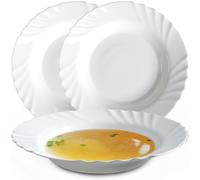 Assiette profonde en verre trempé, lot de 3, 23 cm, blanche