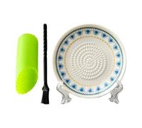 Assiette Râpe | 3 Pièces Plat Rond Manuel En Céramique Avec Brosse | Bol Râpe À Ail | Pour Fromage, Tomate, Fruits, Légumes, Épluchures, Aliments, Pâtisserie, Cuisine, Cuisson