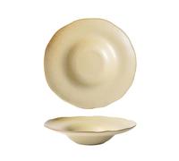 Assiette rétro en céramique de forme spéciale | La nourriture occidentale domestique est luxueuse et facile à nettoyer - Assiette creuse à large bord de 28 cm