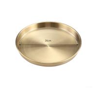 Assiette ronde en acier inoxydable doré mat de 28 cm à fond plat pour dîner, servir, buffet, traiteur, restaurant, finition luxueuse (26 cm)