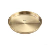Assiette ronde en acier inoxydable doré mat de 28 cm à fond plat pour dîner, servir, buffet, traiteur, restaurant, finition luxueuse (18 cm)