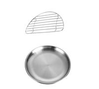 Assiette Ronde en Acier Inoxydable Égouttoir 2 Pièces | Présentation sans Graisse, Surface Polie Brillante, Rangement Compact, Adaptée aux Fruits, Steaks, Restaurants et Cuisiniers