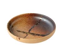 Assiette WABI SABI 22 cm, brun, bord haut, céramique, MIJ