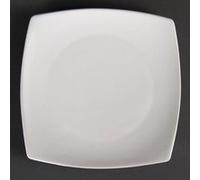 Assiettes Carrées Bords Arrondis Blanches 240(L)mm x 12
