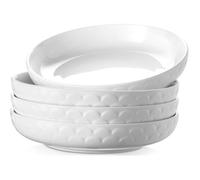 Assiettes Creuses,4x1600Ml Assiettes Plate À Pâtes En Porcelaine,Bols De Service Grande À Dîner Pour Pâtes/Soupe/Salade/Dessert/Fr