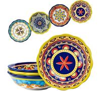 Assiettes Creuses en Céramique, Bol à Pâtes de 4pcs - 1000ml, Assiettes Colorées pour Pâtes, Spaghetti, Salade, Bol 1000ml SALADIER