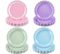Assiettes de fête jetables en forme de pétale violet clair bleu 7/9 pouces, décoration rose pour filles, mariage, anniversaire, fournitures de fête prénatale Green 7in-10pcs