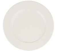Assiettes de présentation rondes de 12 pièces plates et empilables LARA, plat à salade et dessert, plats végétariens en porcelaine beige - Dimension: 25 x 2.5 cm