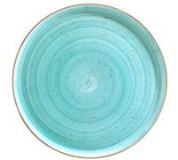 Assiettes de présentation rondes de 6 pièces plates et empilables ANNE, plat à salade et dessert, plats végétariens en porcelaine turquoise - Dimension: 32 x 2 cm