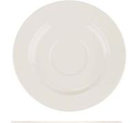 Assiettes de présentation rondes de 6 pièces plates et empilables LARA, plat à salade et dessert, plats végétariens en porcelaine beige - Dimension: 16 x 2.3 cm