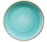 Assiettes Desserts rondes de 12 pièces plates et empilables 620g ANNE, vaisselle en porcelaine bleu - Dimension: 25 x 2,5 cm Bleu G