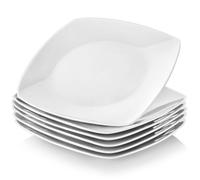 MALACASA Série JULIA Assiettes Plates pour 6 Personnes, Ø 23 cm, Assiettes Blanches en Porcelaine, Compatibles avec le lave-vaisselle et le micro-ondes, Service Vaisselle 6 Personnes