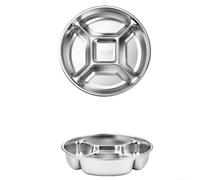 Assiettes divisées en acier inoxydable 5 sections pour tout-petits et adultes - Vaisselle incassable 22,2 cm