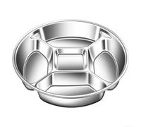 Assiettes divisées en acier inoxydable à 5 sections pour le contrôle des portions - Assiette fendue pour les mangeurs difficiles, les tout-petits et les adultes, passe au lave-vaisselle, 22,2 cm