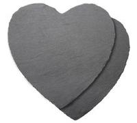 Assiettes en ardoise cœur 20 cm - Lot de 2