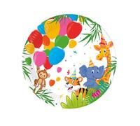 Assiettes en carton - PROCOS - Jungle Balloons 20 cm - Lot de 8 - Multicolore - Motif jungle (animaux)