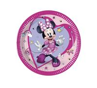Assiettes en carton - PROCOS - Minnie Junior - Lot de 8 - Ø 20 cm - Rose/Fuchsia