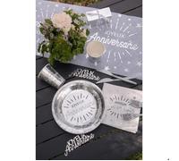 Santex Assiette de Table fête Joyeux Anniversaire Argent métallique (x10) R/6647