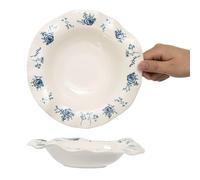 Assiettes en céramique à fleurs florales bleues, assiettes de service | Pour la cuisine, la décoration intérieure, la fête de mariage, résistant aux rayures(8.4in)