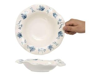 Assiettes en céramique à fleurs florales bleues, assiettes de service | Pour la cuisine, la décoration intérieure, la fête de mariage, résistant aux rayures(8.4in)