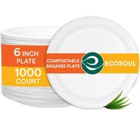 Assiettes en papier 15 cm compostables ECO SOUL 1000 pcs jetables blanc