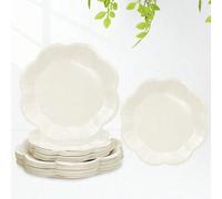 Assiettes en papier dentelle ajourée ivoire 9 pouces avec design floral élégant, assiettes à dessert en papier crème 7 pouces pour décoration de baby shower, mariage, anniversaire et fête Papetier