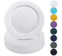 Assiettes en plastique réutilisables - DOK - 8 pièces - 25 cm - Blanc - Vaisselle à salade - Bols de pâtes