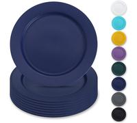 Assiettes en plastique réutilisables - DOK - Bleu - 8 pièces - 25 cm - Plates - Vaisselle à salade - Bols de pâtes