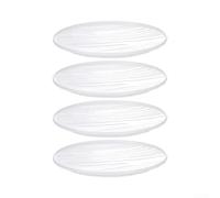 Assiettes plates en plastique légères et incassables de 20 cm - Assiettes rondes en mélamine avec bord rouge, bleu, blanc, marron (blanc)