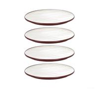 Assiettes plates en plastique légères et incassables de 20 cm - Assiettes rondes en mélamine avec bord rouge, bleu, blanc, marron