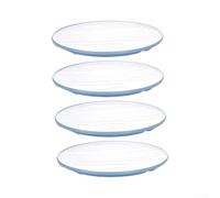 Assiettes plates en plastique légères et incassables de 20 cm - Assiettes rondes en mélamine avec bord rouge, bleu, blanc, marron (bleu)