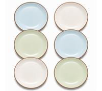 Assiettes Plates Grande Assiette Plate 25 cm - Lot de 6 Assiettes à Dîner aux Teintes Bonbon - Set Assiette Ceramique Colorées - Ensemble Assiette Grand pour Servir Salade | Steak-Couleurs froides