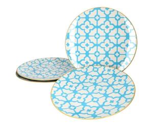 Assiettes plates - Ritzenhoff & Breker - Makina - Vintage bleu et blanc - Lot de 4 - Ø 27 cm