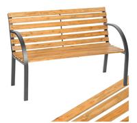 tectake® Banc de Jardin Solide en Bois Naturel laqué et Acier, Banquette de Jardin Banc Noir Résistant aux intempéries, Mobilier pour Amenagement Balcon Terrasse Veranda Pergola