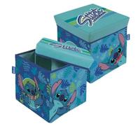 ARDITEX - Cube pliable pour enfants Stitch avec couvercle rembourré et fonction assise - Licence Officielle Disney - 30x30x30 cm - Rangement textile solide et coloré