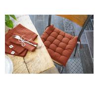 Assise matelassée Outdoor déperlant - Anti-UV ""Kala"" en Coton 38 x 38 cm l'Effet Papillon - Kala Terracotta