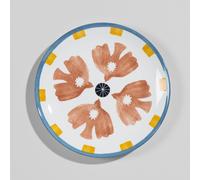 Assisette plate motifs oiseaux en grès multicolore 26.5x2.8x26.5cm Blanc
