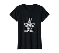 Assistance Technique Non rémunérée, Blague Amusante sur Un Nerd Informatique Familial T-Shirt Graphique avec Valeur, Femme, Noir, M