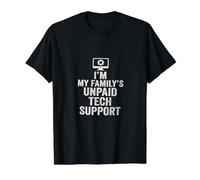Assistance Technique Non rémunérée, Blague Amusante sur Un Nerd Informatique Familial T-Shirt Graphique avec Valeur, Homme, Noir, M